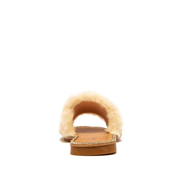 FINAL PRICE! Beige Faux Fur Slide Sandals - Picture 6 of 6